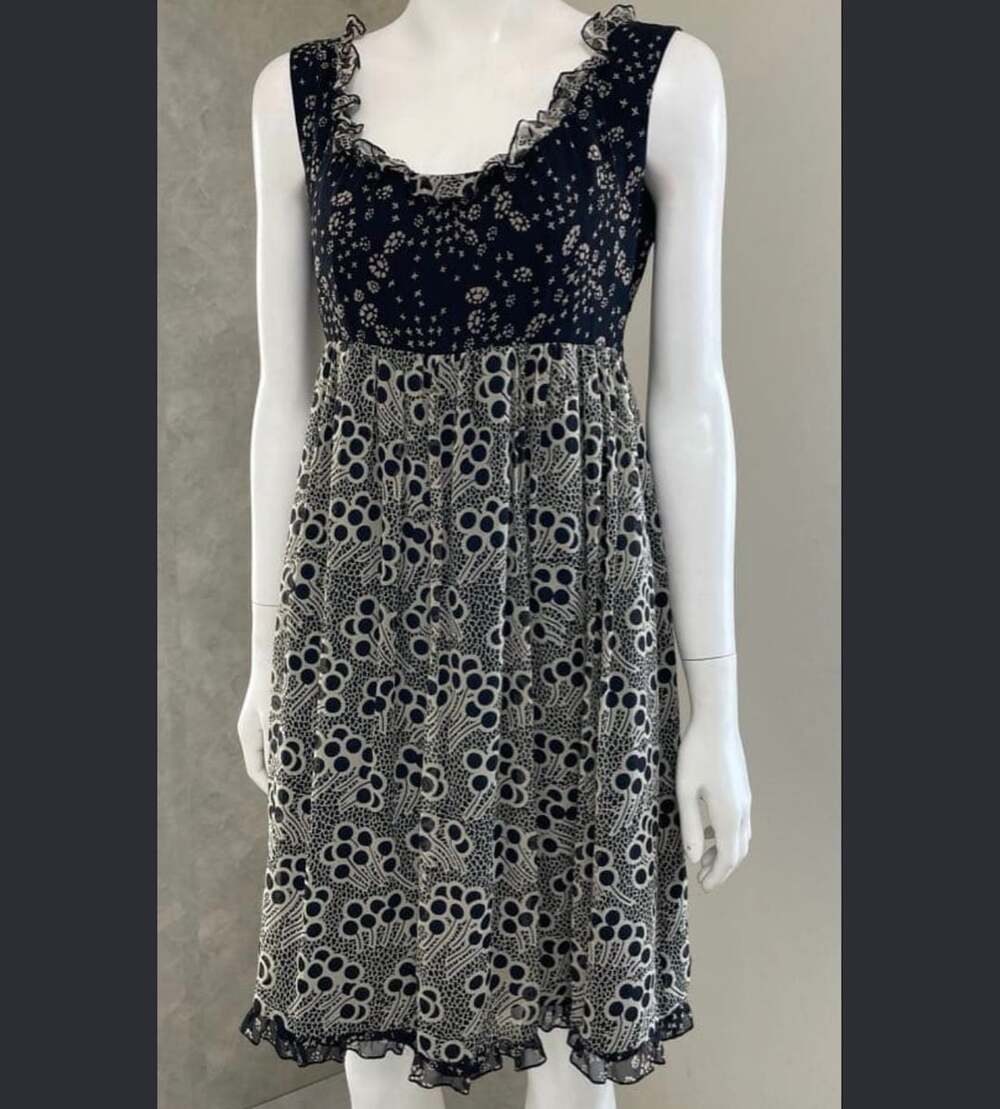 Anna Sui For Anthropologie Dress Floral Ruffle Midi 12